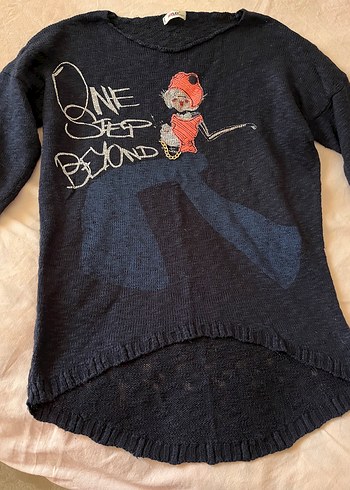 Örme Kadın Uzun Kollu Mavi Sweatshirt