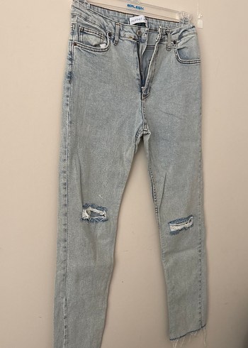 Gri Mavi Midi Kadın Denim Jean