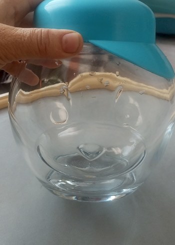 Pastel Mavi kedi dekorlu kavanoz - Görsel 2