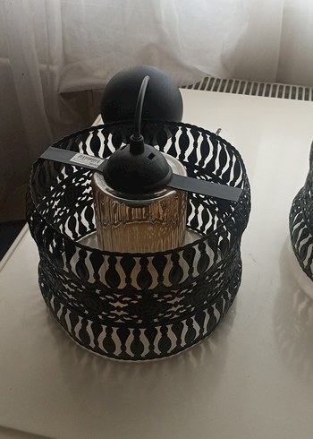 Siyah Metal Desenli Avize Abajur - Görsel 2