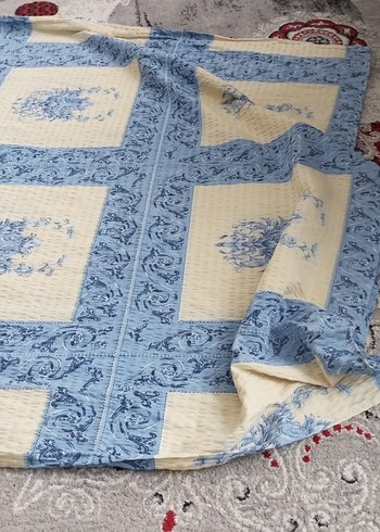 Nakışlı Mavi Gri Yatak Örtüsü - Görsel 2