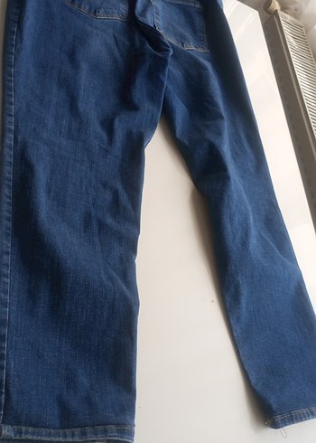 Düğmeli Rahat Kesim Mavi Kadın Kot Pantolon hamile kot - Görsel 2