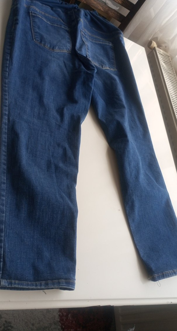 Düğmeli Rahat Kesim Mavi Kadın Kot Pantolon hamile kot - Görsel 2