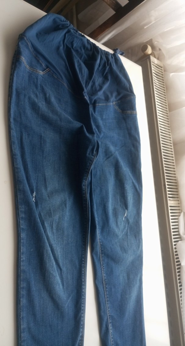 Düğmeli Rahat Kesim Mavi Kadın Kot Pantolon hamile kot - Görsel 3