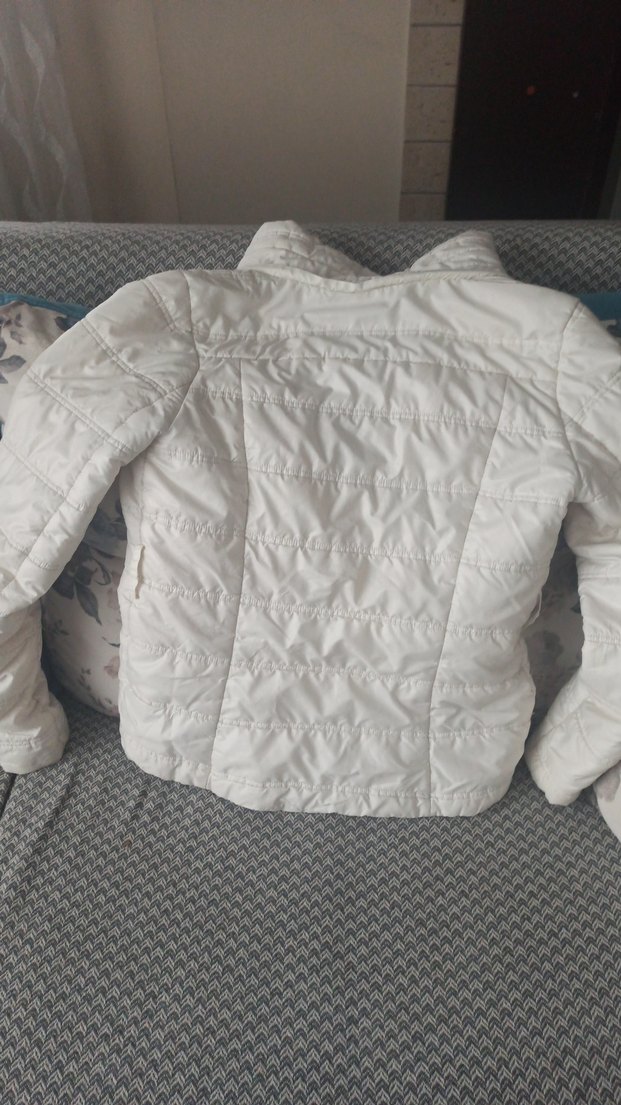 Beyaz Kadın Fermuarlı Mini Mont kapçonu ve kemeri yok — görsel 2/7