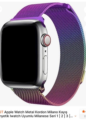 Çelik,Metal , Mor ve Desenli Akıllı Saat Kayışları Seti - Görsel 2