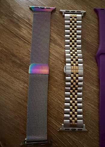 Çelik,Metal , Mor ve Desenli Akıllı Saat Kayışları Seti - Görsel 4