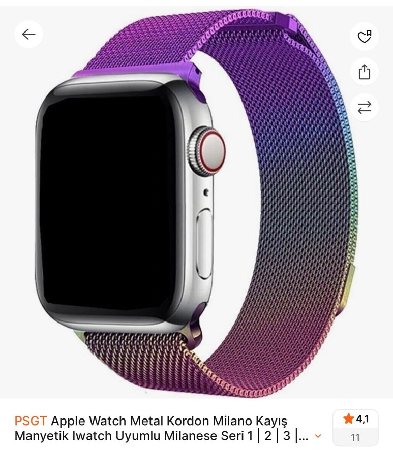 Çelik,Metal , Mor ve Desenli Akıllı Saat Kayışları Seti - Görsel 2