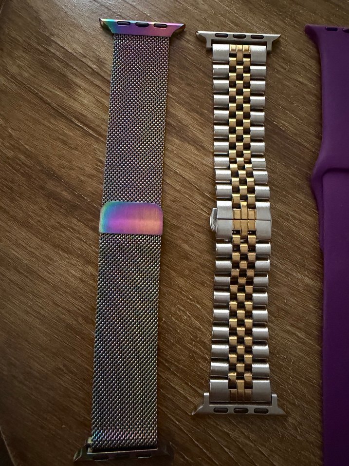 Çelik,Metal , Mor ve Desenli Akıllı Saat Kayışları Seti - Görsel 4