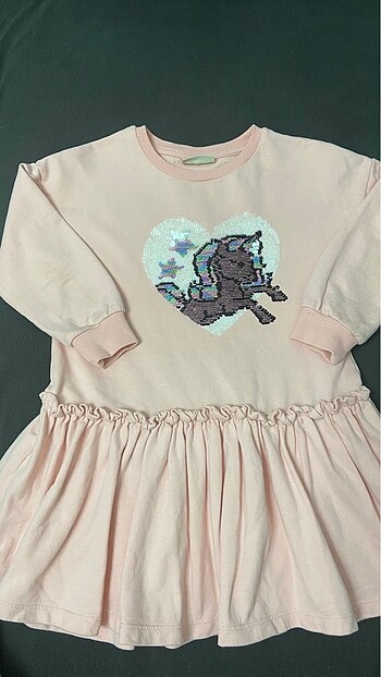 LCW çift taraf payetli kız çocuk elbise - Görsel 6