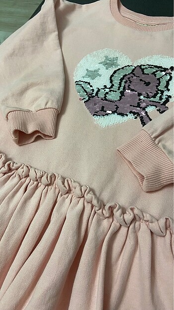 LCW çift taraf payetli kız çocuk elbise - Görsel 5