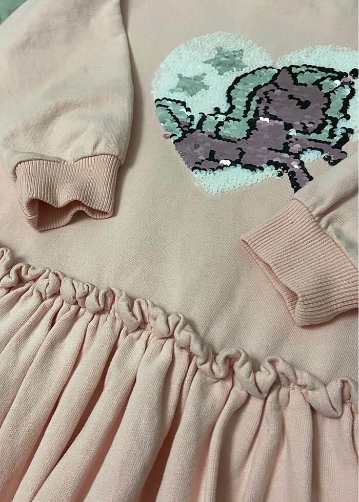 LCW çift taraf payetli kız çocuk elbise - Görsel 5