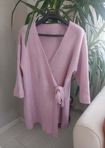 Pembe Triko V Yaka Salaş Hamile Hırka