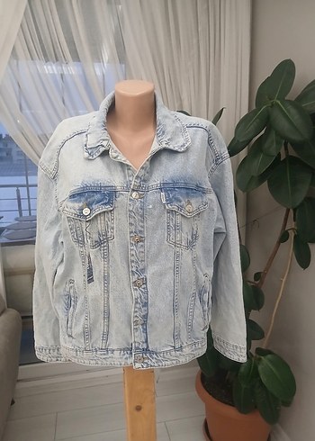 Gri Mavi kot Midi Denim Ceket - Görsel 3