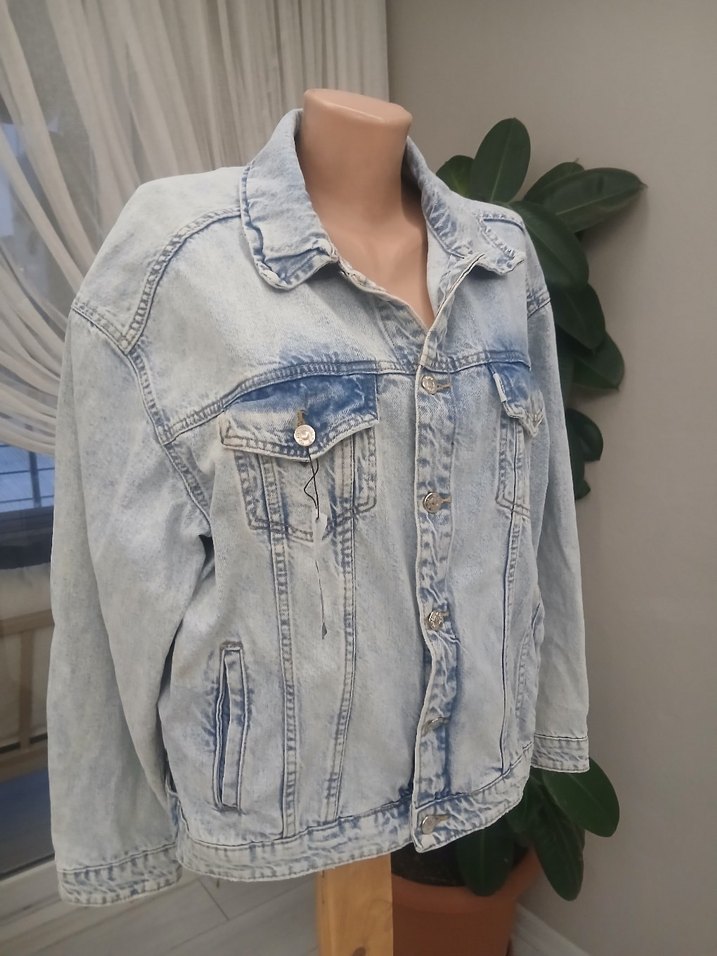 Gri Mavi kot Midi Denim Ceket - Görsel 2