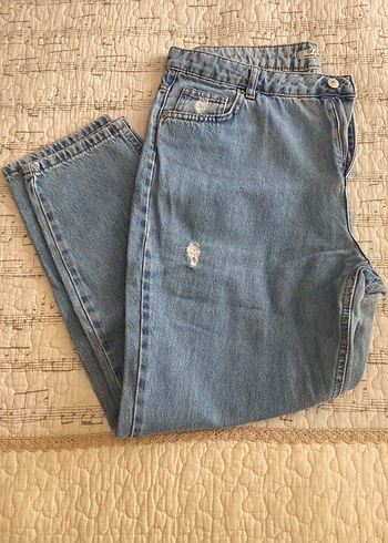 32 Beden Kadın Mavi Loose Fit Denim Midi Jean