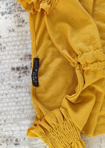 Sarı Pilili Mini Kadın Bluz - Görsel 2