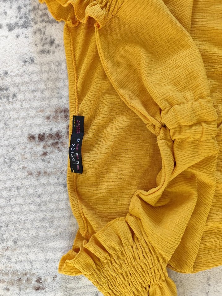 Sarı Pilili Mini Kadın Bluz - Görsel 2