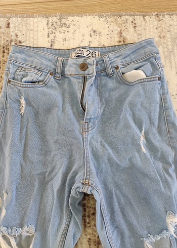 Kadın Mavi Yırtık Salaş Denim Jean - Görsel 2