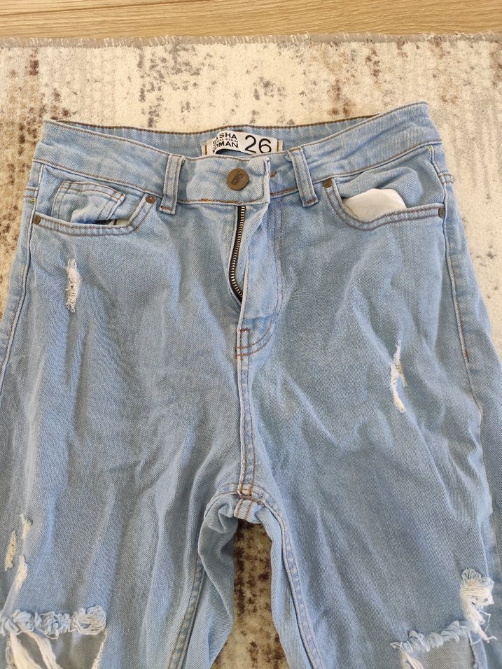 Kadın Mavi Yırtık Salaş Denim Jean - Görsel 2