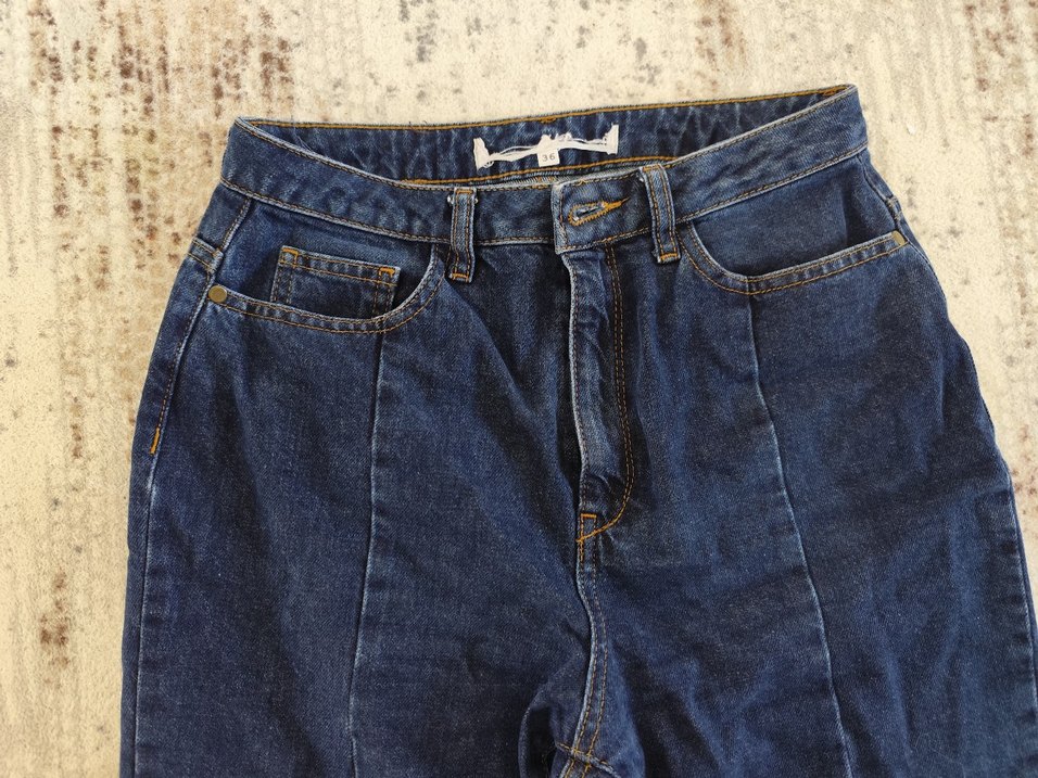 Kadın Lacivert Salaş Midi Kot Pantolon - Görsel 2