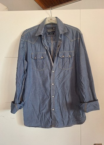 LC Waikiki Düğmeli Mavi Denim erkek Gömlek