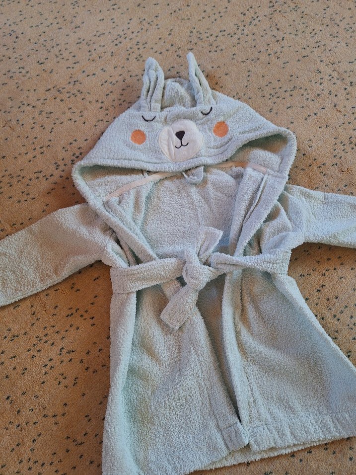 Nakışlı Gri Erkek Çocuk Bornoz - Görsel 4