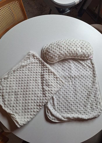 Bebek için beyaz tüylü uyku seti - Görsel 2