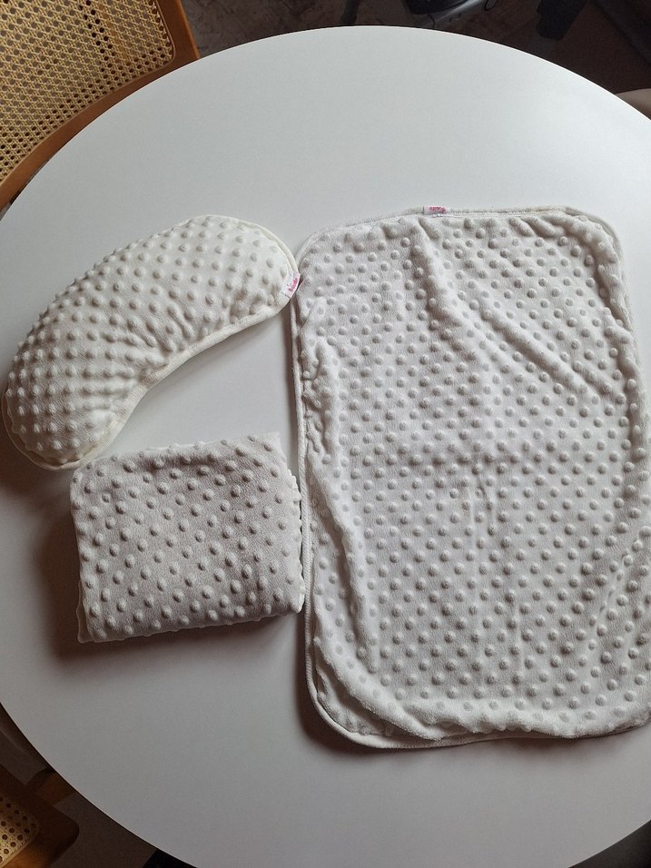 Bebek için beyaz tüylü uyku seti - Görsel 3