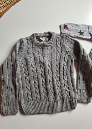 Gri Erkek Çocuk Triko Kazak - Görsel 3