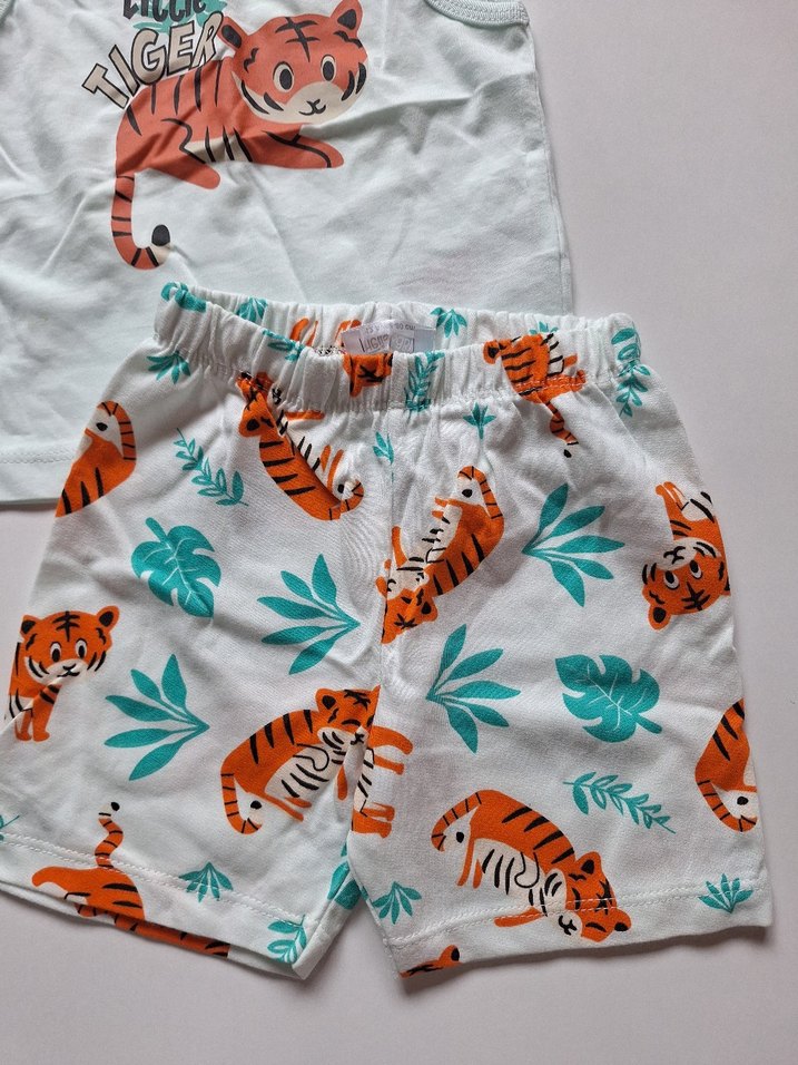 Turkuaz Desenli Bebek Erkek Kolsuz Takım - Görsel 3