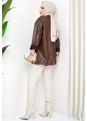 universal Beden Oversize suni deri ceket