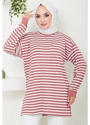 Gül kurusu çizgili body 