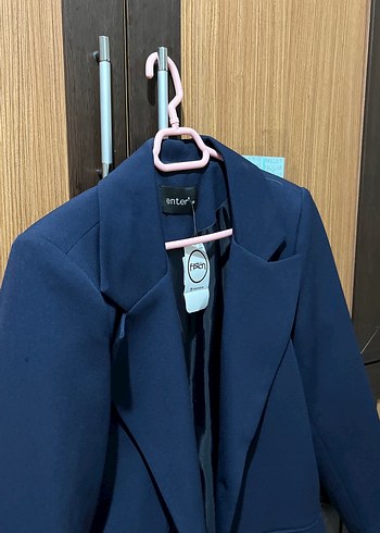 Lacivert Kadın Düğmeli Blazer Ceket - Görsel 3