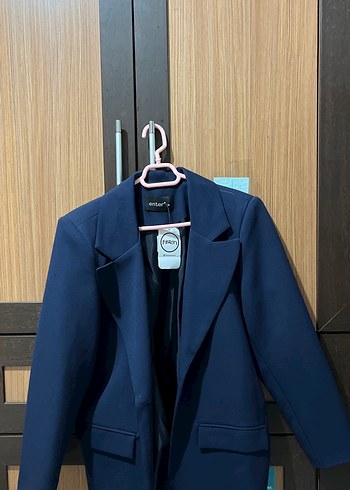 Lacivert Kadın Düğmeli Blazer Ceket - Görsel 4