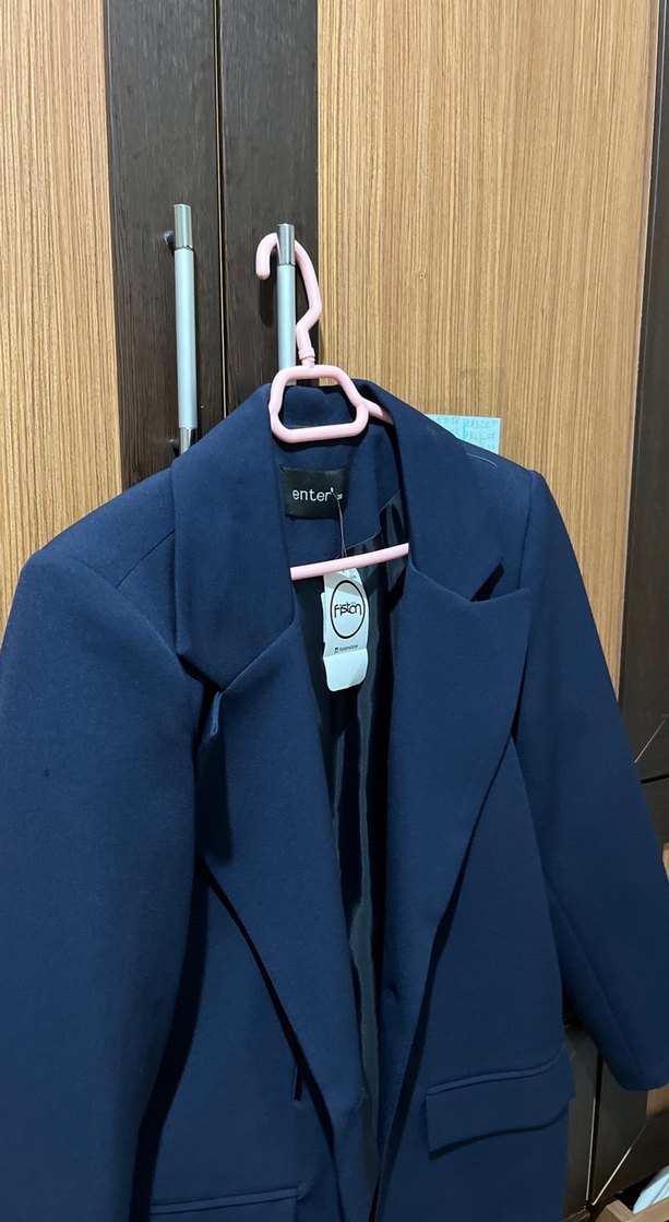 Lacivert Kadın Düğmeli Blazer Ceket - Görsel 3