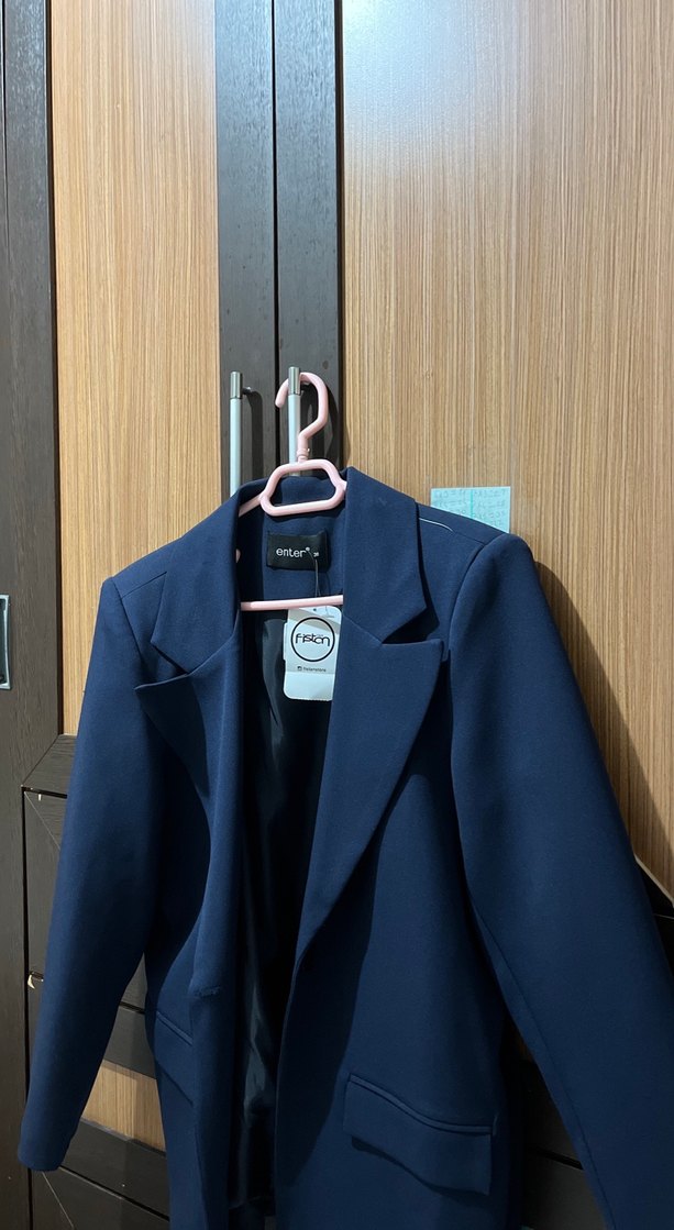 Lacivert Kadın Düğmeli Blazer Ceket - Görsel 2