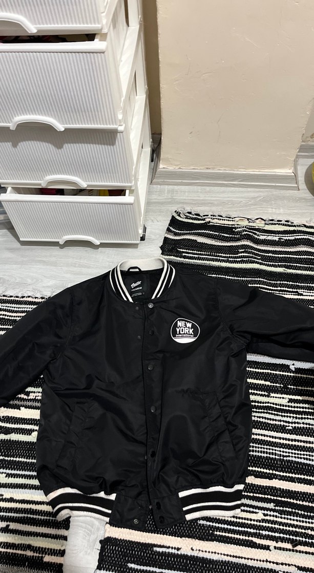 Siyah Düğmeli Kadın Bomber Ceket - Görsel 4