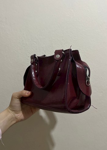 Vintage Bordo Deri Kadın Çanta - Görsel 2
