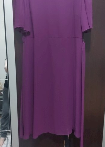 Mor Uzun Kollu Midi Elbise - Görsel 5