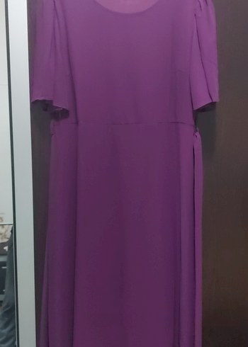 Mor Uzun Kollu Midi Elbise - Görsel 4