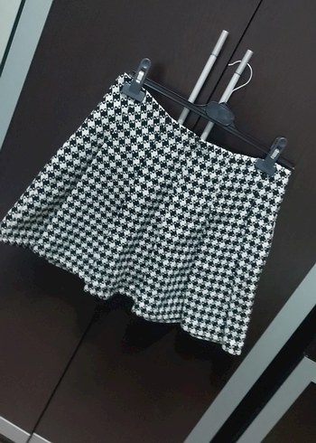 m Beden Ekoseli Pilili Mini Etek