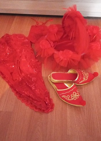 Uzun Kollu Kırmızı Nakışlı Kadın Hint Elbisesi - Görsel 10