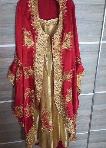 Uzun Kollu Kırmızı Nakışlı Kadın Hint Elbisesi - Görsel 6