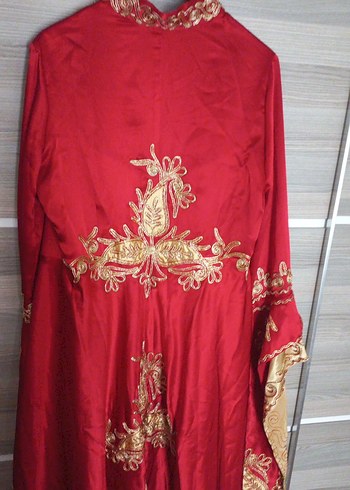 Uzun Kollu Kırmızı Nakışlı Kadın Hint Elbisesi - Görsel 4