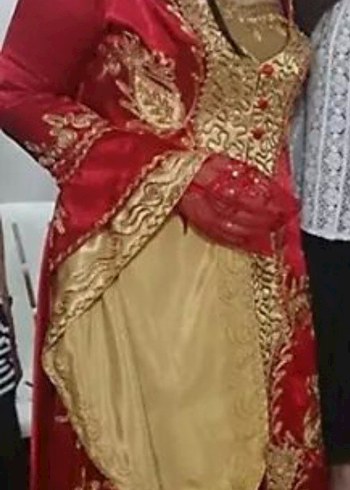 Uzun Kollu Kırmızı Nakışlı Kadın Hint Elbisesi - Görsel 13