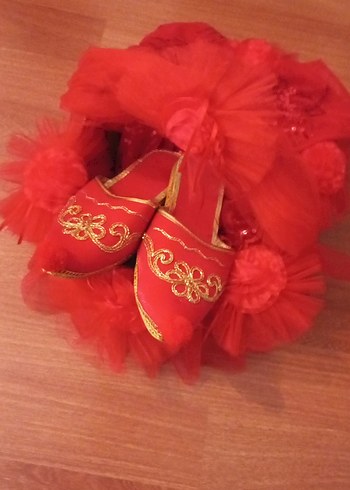 Uzun Kollu Kırmızı Nakışlı Kadın Hint Elbisesi - Görsel 11