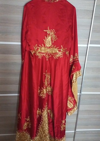 Uzun Kollu Kırmızı Nakışlı Kadın Hint Elbisesi - Görsel 3