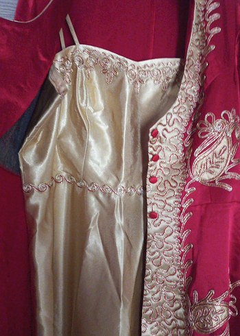 Uzun Kollu Kırmızı Nakışlı Kadın Hint Elbisesi - Görsel 8