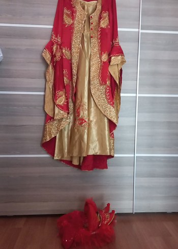 Uzun Kollu Kırmızı Nakışlı Kadın Hint Elbisesi - Görsel 12